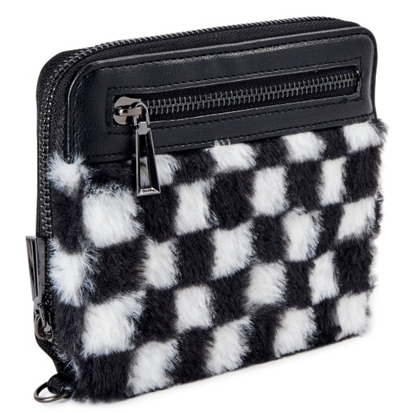 #C New Checkered Y2k Styl Small Clutch Wallet Bag Black & White Removable - Picture 3 of 5